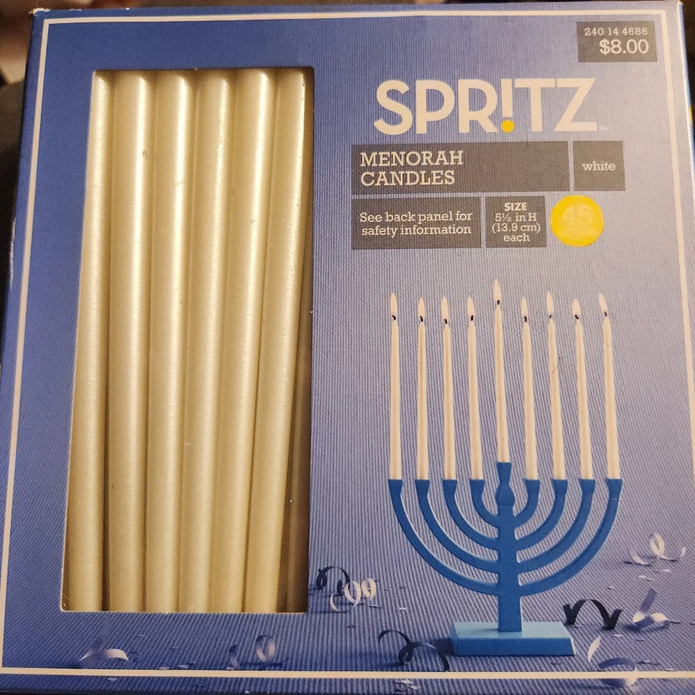 Spritz Elegant White Menorah Candles